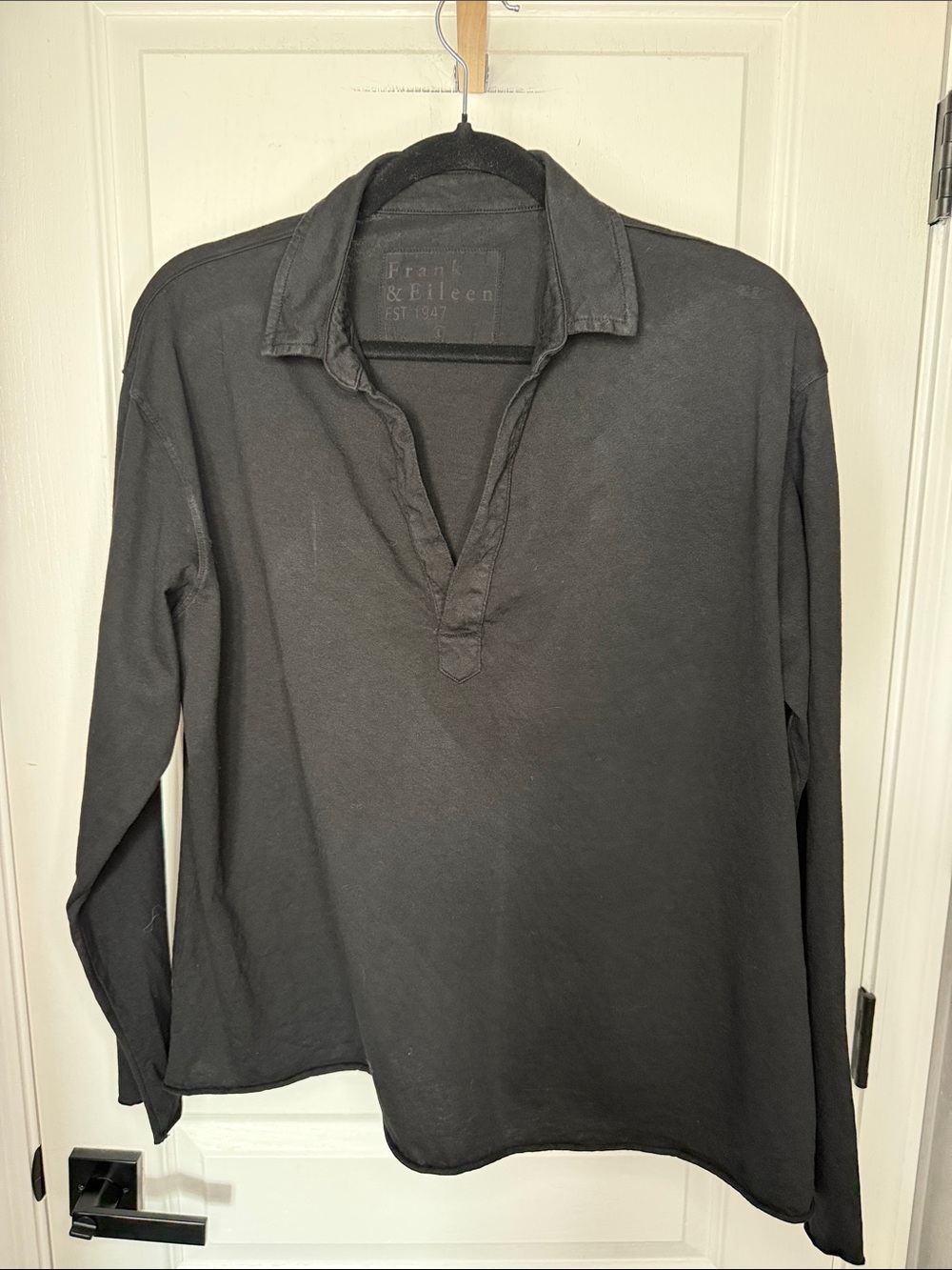 Frank & Eileen Black Long-Sleeve Polo Top